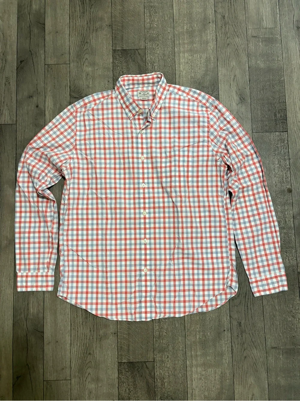 J. Crew Red and Light Blue Plaid Button-Down Shirt